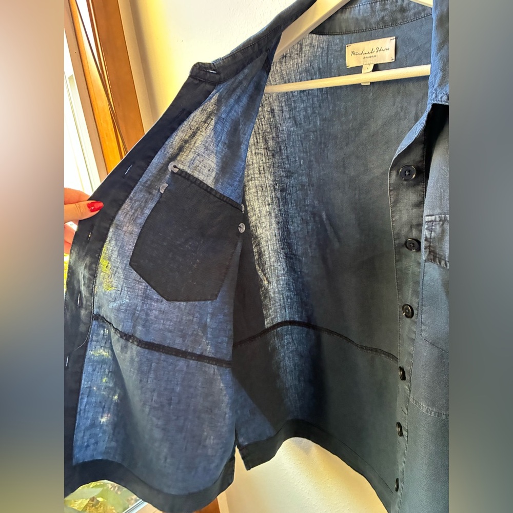 Michael Stars Dark Navy Utility Button-Down Shirt - Picture 6 of 15